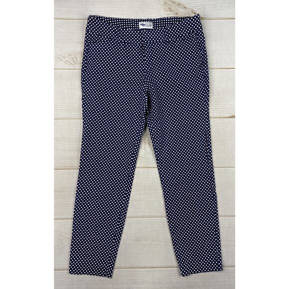 Old Navy Pants Womens Size 8 Blue White Polka Dot Print Pixie Mid Rise Stretch - Picture 1 of 11